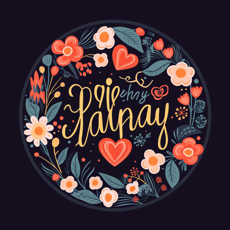 Valentine s Day sale label template with hand drawn lettering, vector illustrationの素材