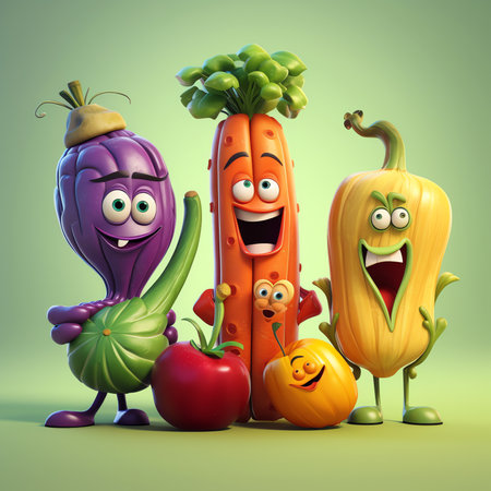 Fruits and vegetables characters. illustrationの素材