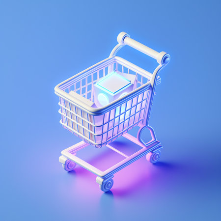 Generative AI Shopping cart. 3d vector icon. Cartoon minimal style.の素材