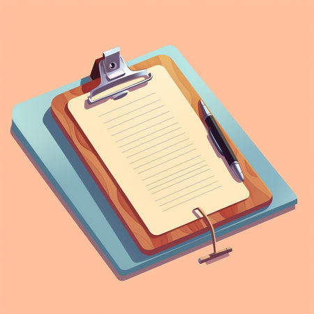 Clipboard with text document and rejected stamp on it. illustration in flat style.の素材