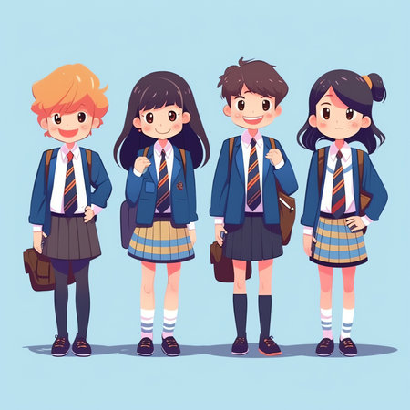 Children back to school, set of cute characters. illustration in flat styleの素材
