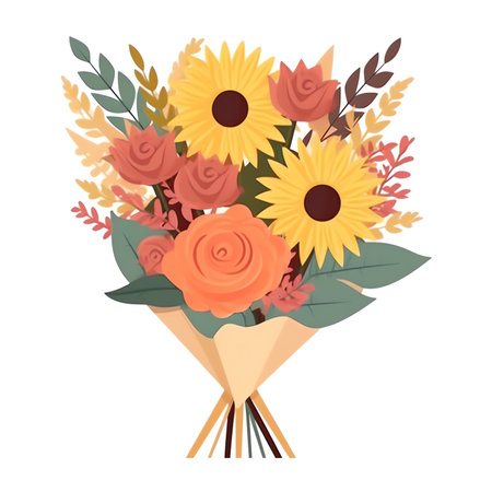 Flowers bouquel floral bunch. Vector illustration in flat styleの素材