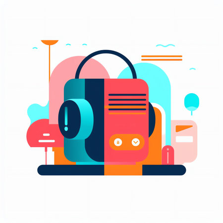 Podcaster talking to microphone recording podcast. Concept vector illustration in flat styleの素材