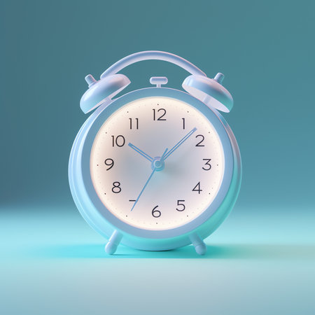 Generative AI Alarm clock. Time-keeping , measurement of time, time management and deadline concept. 3d vector icon. Cartoon minimal style.の素材