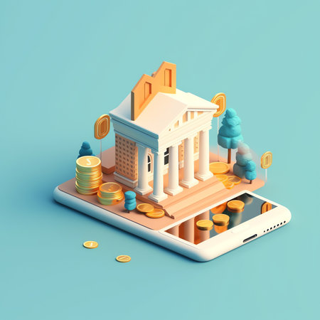 Generative AI Financial investment. Bank credit concept. Percent, good interest rate, interest-free. Finance management. 3D Vector Illustrations.の素材