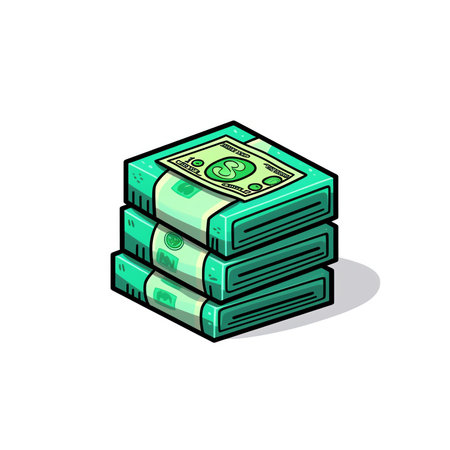 Generative AI Banknote dollar green cash. Money saving, exchange, finance and budget concept. 3d vector icon. Cartoon minimal style.の素材