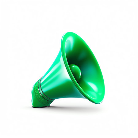 Generative AI Megaphone speaker, loudspeaker. Marketing, announcement and advertisement concept. 3d vector icon. Cartoon minimal style.の素材