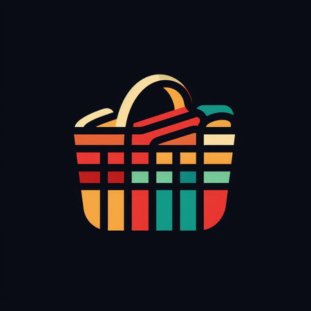 Grocery basket - a shopping basket in different colors. Vector illustration in flat style, design templateの素材