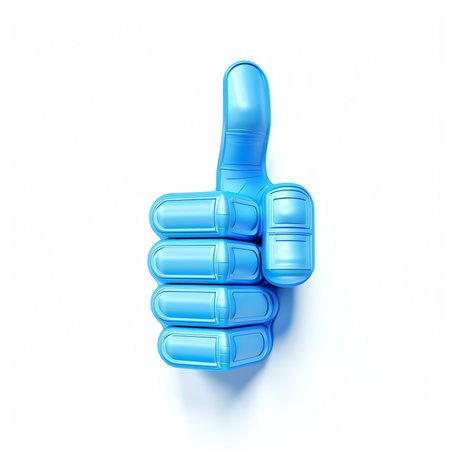 3d like icon, thumb up social media icon, isolated on white background. Vector illustrationの素材