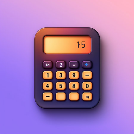Generative AI Calculator, math device. Financial analytics, bookkeeping, budget, debit, credit calculations concept. 3d vector icon. Cartoon minimal style.の素材