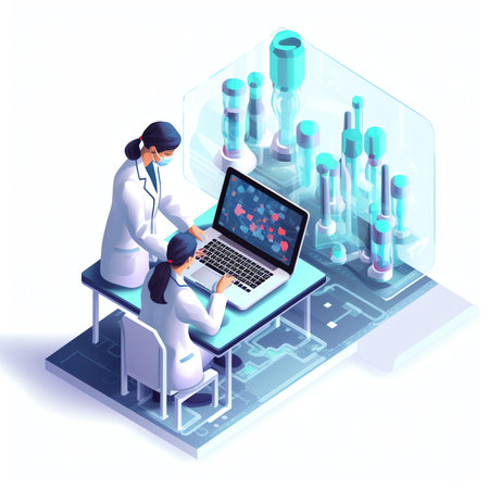 Generative AI Concept of online consultation doctor. Online medicine, healthcare, medical diagnostics. 3d realistic vector illustration.の素材