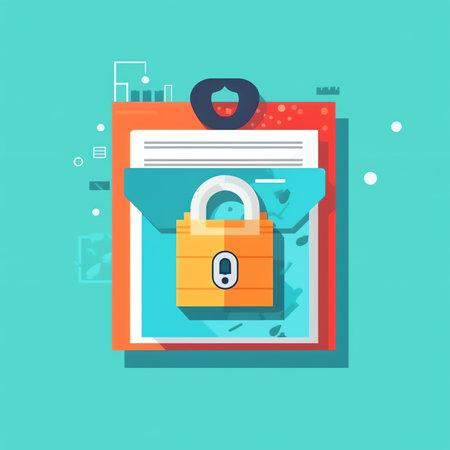 Generative AI 3D Secure confidential files folder with paper documents access and private lock. File protection. Data security and privacy concept. Secure confidential information. Vector in 3d style.の素材