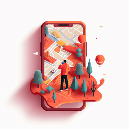 Generative AI Online delivery phone concept. Delivery package shipping on mobile, online order tracking with map, online shopping. 3d vector illustration. Cartoon minimal style.の素材