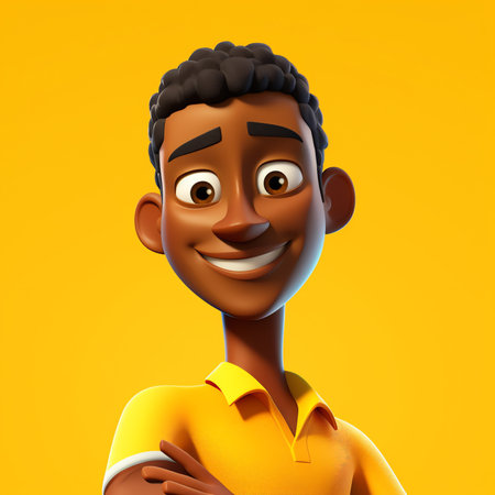 Generative AI Young smiling african man avatar. 3d vector people character illustration. Cartoon minimal style.の素材