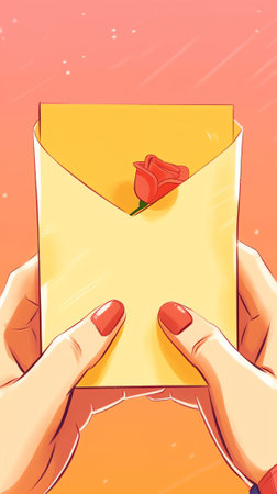 Hands holding envelope with letter. Vector concept illustration in flat cartoon style.の素材