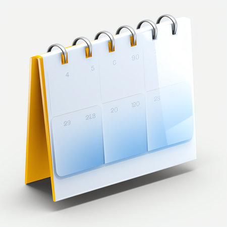 Generative AI Diary calendar. Realistic 3d design In plastic cartoon style. Icon isolated on white background. Vector illustrationの素材