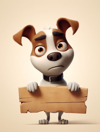 Generative AI Signboard with the inscription We will be closed on Halloween. Lovable brown dog and bright background. Close-up, indoors. Studio shot. Pet care conceptの素材