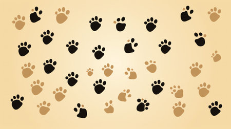 Generative AI Heart with paw. Traces of dogs or cats. Vector isolated silhouette.の素材