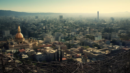 Generative AI Panoramic view of Mexico city. Cityscape of Mexico city at sunny dayの素材
