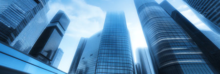 Generative AI Cityscape office buildings with modern corporate architecture - business and success conceptの素材