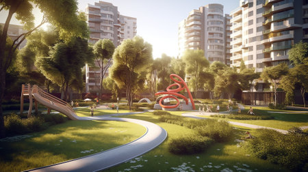 Generative AI Nice modern leisure city parkの素材