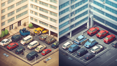 Generative AI Side parking city viewの素材