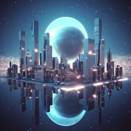 Generative AI 3d city sphere. Vector rendering of 3d. Wire-frame style. The layers of visible and invisible lines are separatedの素材