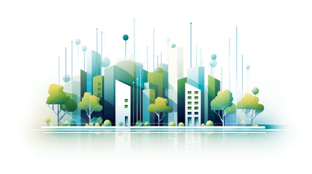 Generative AI Smart building concept design for city illustration. Graphic concept for your design.の素材
