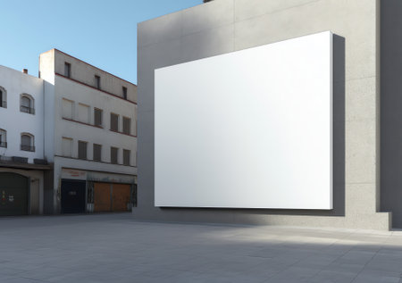 Generative AI Empty square in front of city commercial buildingの素材