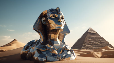 Generative AI A closeup shot of the Great Sphinx of Giza in Egyptの素材