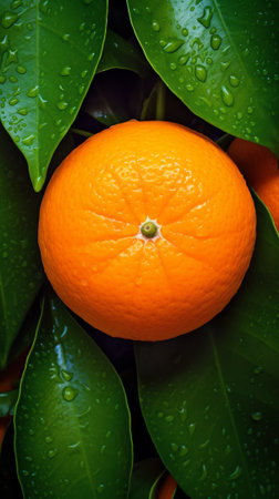 Generative AI Full frame closeup shot of a bitter orange tree with fruitsの素材