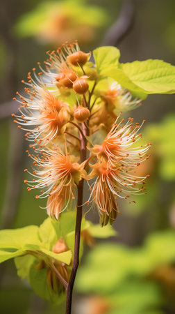 Generative AI Closeup shot of poeny flowersの素材