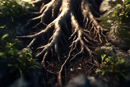 Generative AI Closeup shot of tree rootsの素材