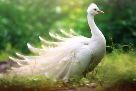 Generative AI Closeup shot of Cattle egret walking around the grass field looking for insects.の素材