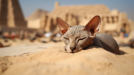 Generative AI A closeup shot of the Great Sphinx of Giza in Egyptの素材