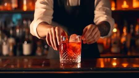 Generative AI Bartender is pouring tequila into glassの素材