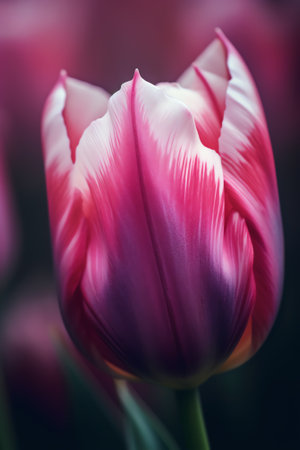 Generative AI closeup shot of a colorful tulip flowerの素材