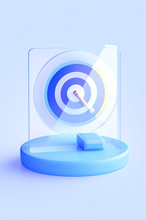 Generative AI Target customer concept. Customer attraction campaign, accurate promo, advertising. 3D Web Vector Illustrations.の素材