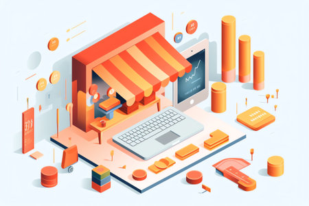 Generative AI Marketing research abstract concept 3D vector illustration. Purchasing habits, brand persona, rating site, online shopping, focus group, user feedback, product review, e-commerce abstract metaphorの素材
