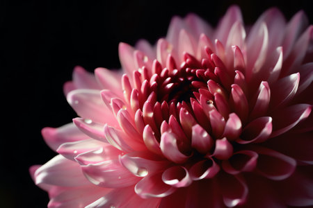 Generative AI Pink Blooming Dahlia Flower in the Garden, Closeup Shot of a Pink Indian Dahlia Flower, Shallow depth of field, Nature floral backgroundの素材