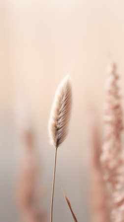 Generative AI Dreamy and soft, selective focus closeup shot of grass and seeds.の素材
