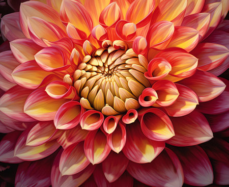 Generative AI Dahlia colorful flower macro shotの素材