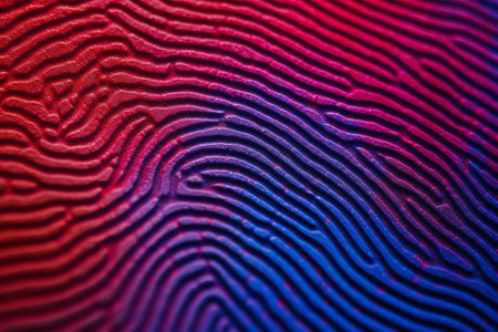 Generative AI Close up beautiful abstract colored fingerprint on background texture for design. Macro photography view.の素材