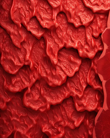 Generative AI Beef red meat texture background. Fresh beef piece macro shot. Meat texture. Macro shot raw fillet of beef steak.の素材