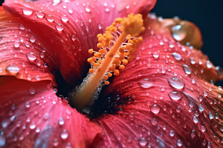 Generative AI flower and rain drops - macro photographyの素材