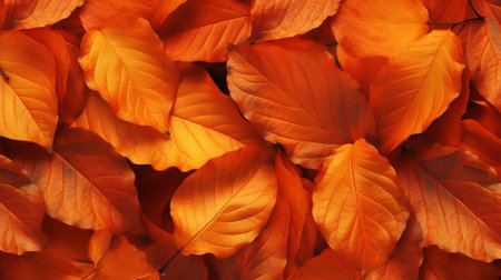 Generative AI macro shot orange autumn leaves textureの素材