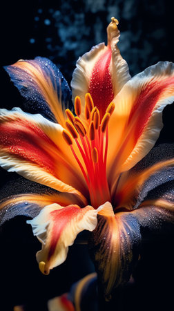 Generative AI A close-up of an orange Easter cactus bloom.の素材