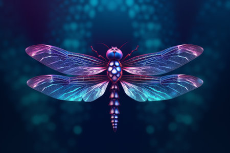 Generative AI dragonfly on blue backgroundの素材