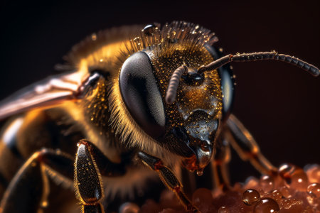 Generative AI macro photography of a beeの素材