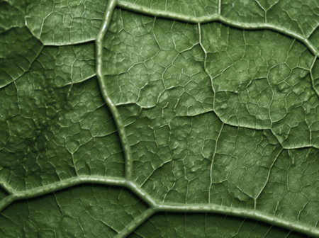 Generative AI leaf texture pattern, leaf background with veins and cells - macro photographyの素材